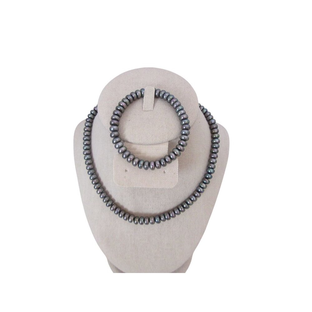 Honora Freshwater Black Pearl Necklace & Bracelet Set
